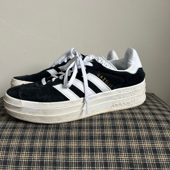 adidas Shoes - EUC Adidas Sneaker Gazelle Bold Size 8.5 Black White Triple Platform